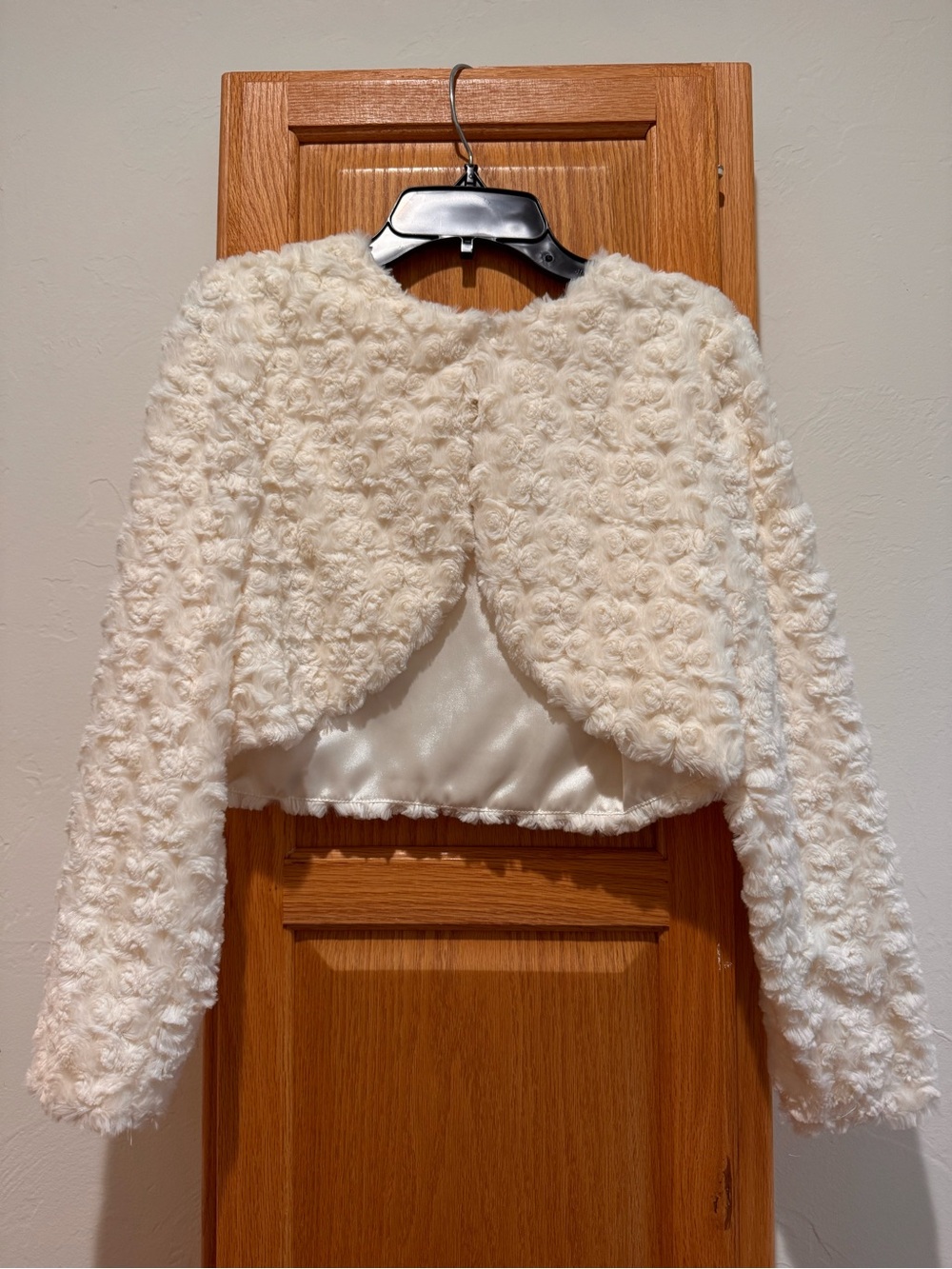 Bonnie Jean White Faux Fur Cape Jacket